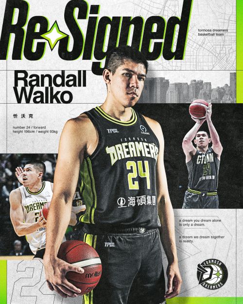 福爾摩沙夢想家球團今(9)日正式宣布，與球員忻沃克(Randall Walko)完成續約。圖/福爾摩沙夢想家提供