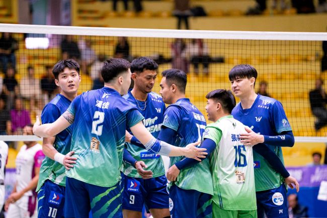 臺中連莊主場直落三擊退雲豹飛將。圖/臺中連莊職業排球隊提供’