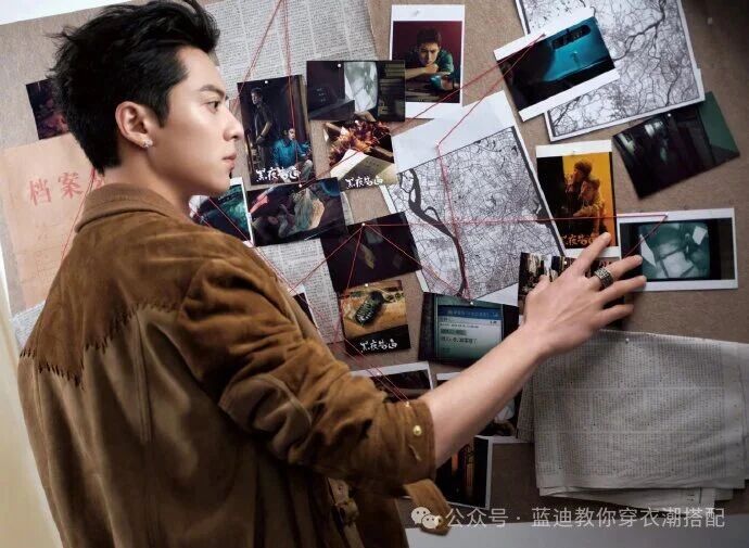 王鶴棣《黑夜告白》劇宣造型釋出　焦糖棕西部夾克演繹刑警冉方旭冷峻鋒芒 。圖/取自微信