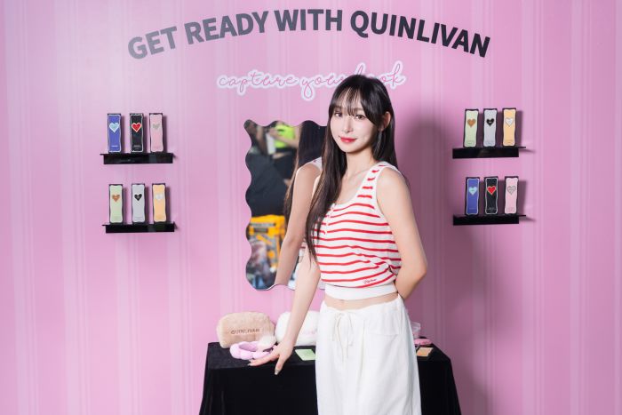 由女星昆凌創辦的隱形眼鏡品牌 QUINLIVAN，16日在西門町屈臣氏舉辦一日店長活動圖/QUINLIVAN提供